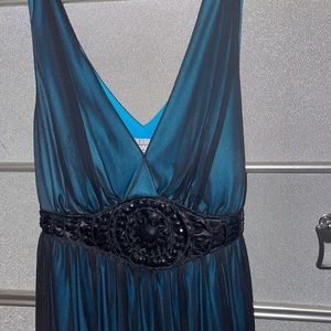 Black and teal beaded embellished dress.